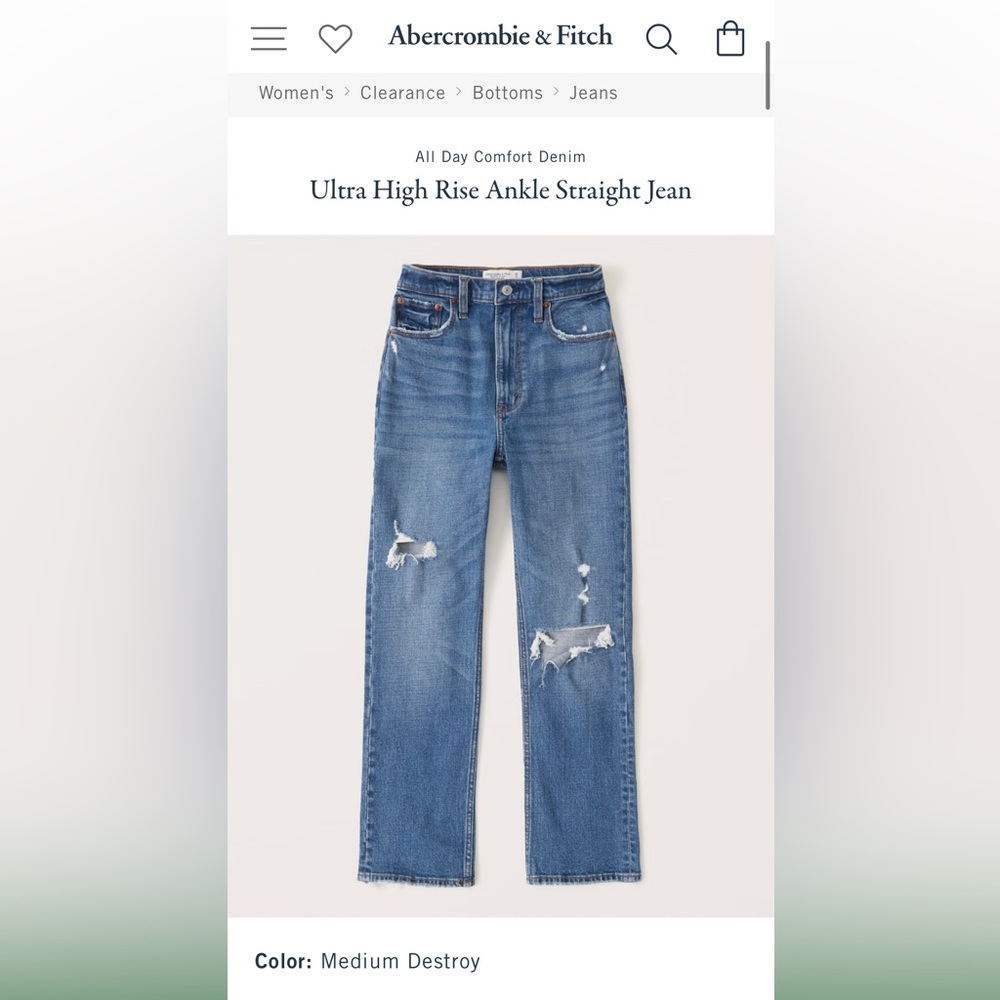 Abercrombie & Fitch Ultra High rise ankle straight Jean - Size 26 SHORT